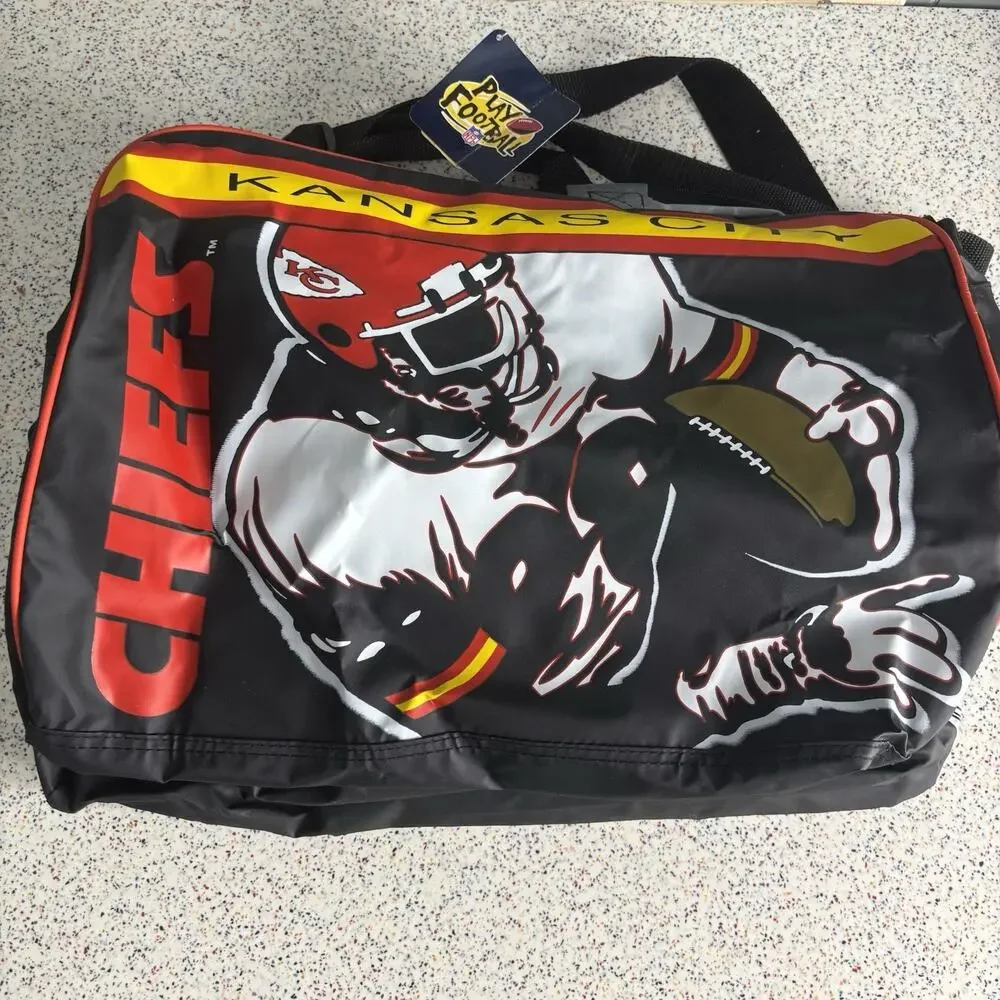 NWT Vintage 90s KANSAS CITY CHIEFS Football Duffle Gym Bag Carry Strap NFL New